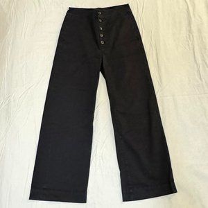 lucky brand high waisted button fly wide leg navy blue pants sz s